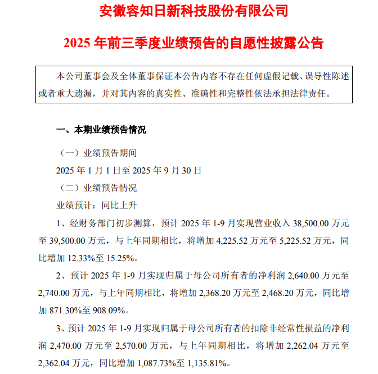 容知日新2025年前三季度净利同比预增871%-908%(图1)
